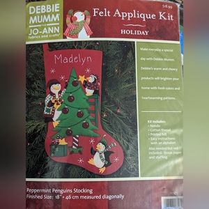 Dimensions Christmas Stocking Felt Works Applique Peppermint Penguin Debbie Mumm